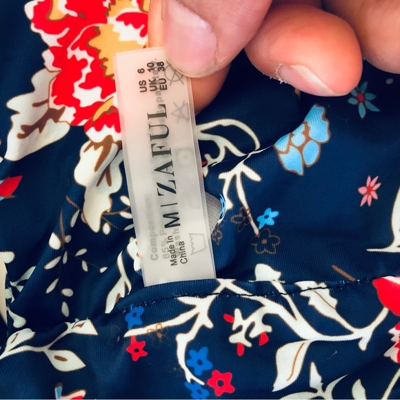 Zaful Vibrant Floral Top Scoop Neck Knotted High Cut Leg Bikini Swim Set Size M - Picture 8 of 15